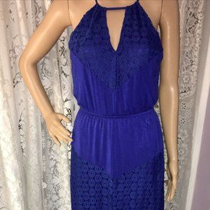 Charming Charlie Navy Lace Keyhole Maxi Dress